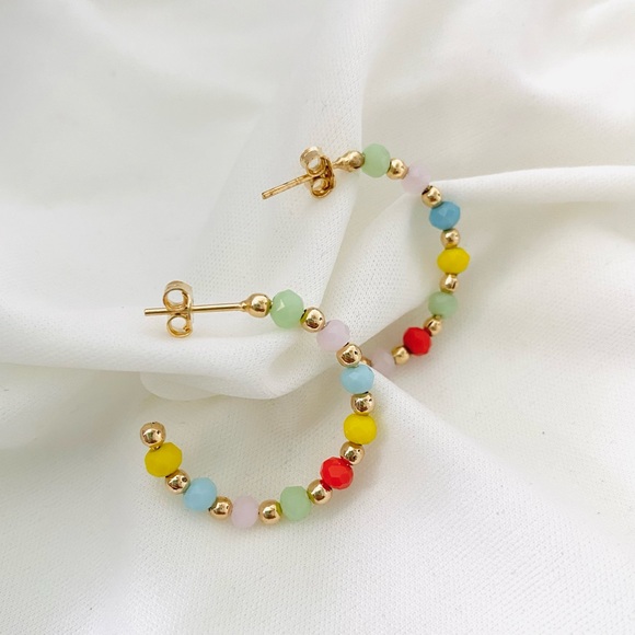 Color Beaded Hoops - Picture 5 of 11